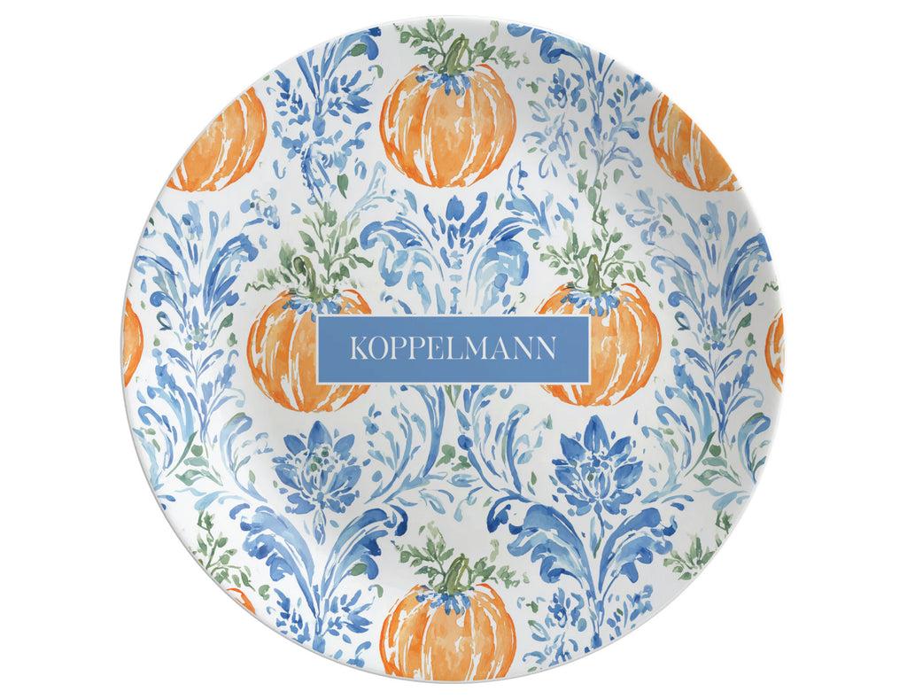Damask Pumpkin Shatterproof Plate