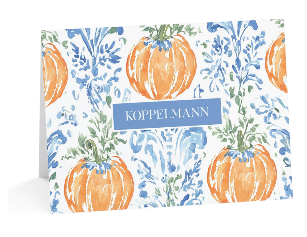Damask Pumpkin Fold-Over Stationery