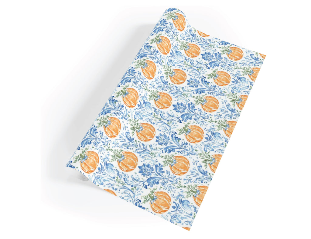Damask Pumpkin Gift Wrap Roll