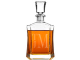 Stacked Monogram Engraved Glass Decanter