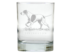 Hunting Dog Double Old Fashion Engraved Glasses