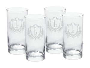 Elizabethan Crest Engraved High Ball Glasses