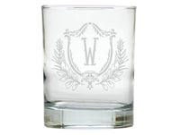 Elizabethan Crest Double Old Fashion Engraved Glasses