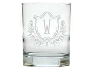 Elizabethan Crest Double Old Fashion Engraved Glasses