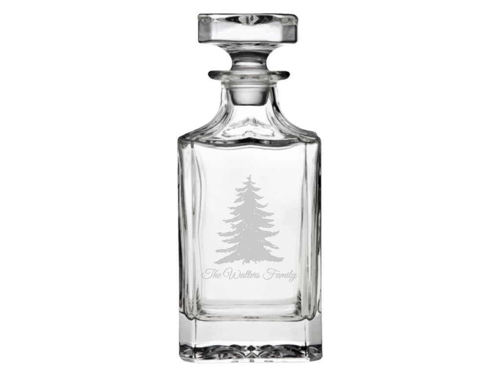 Evergreen Engraved Glass Decanter