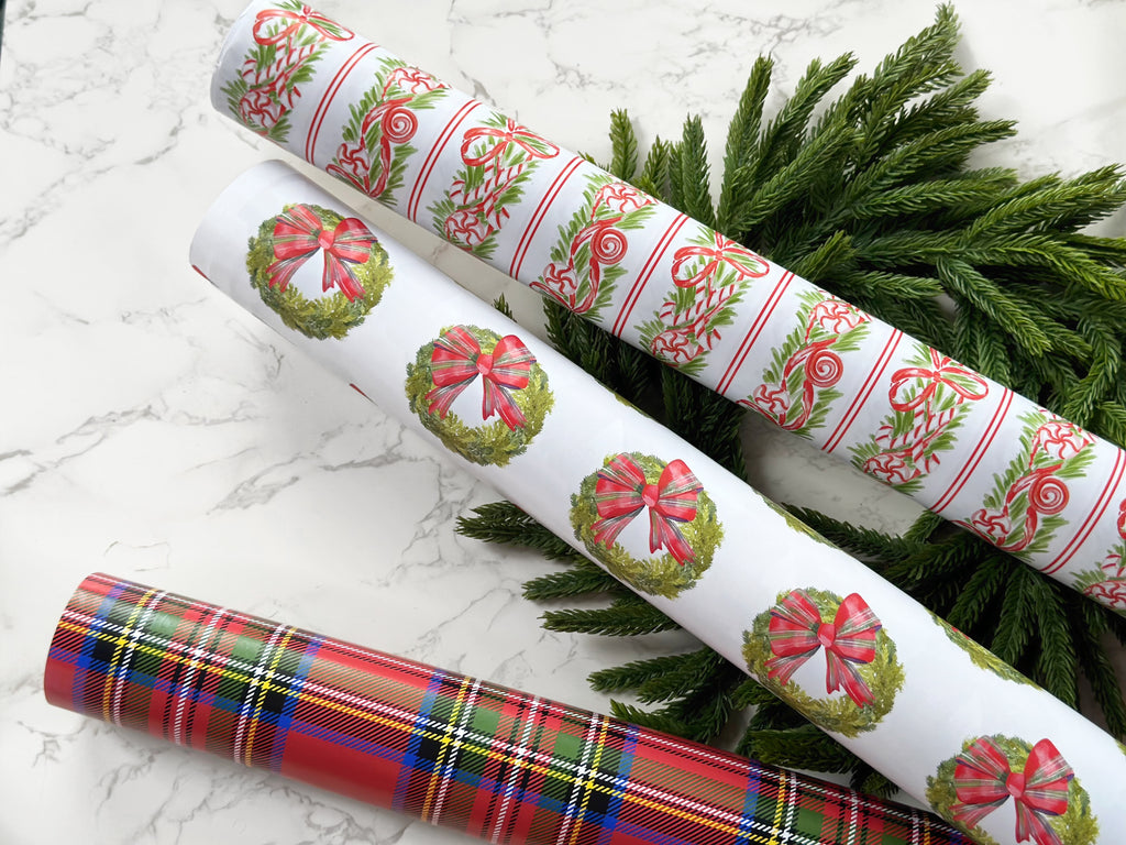 Tartan Bow Wreath Gift Wrap Roll