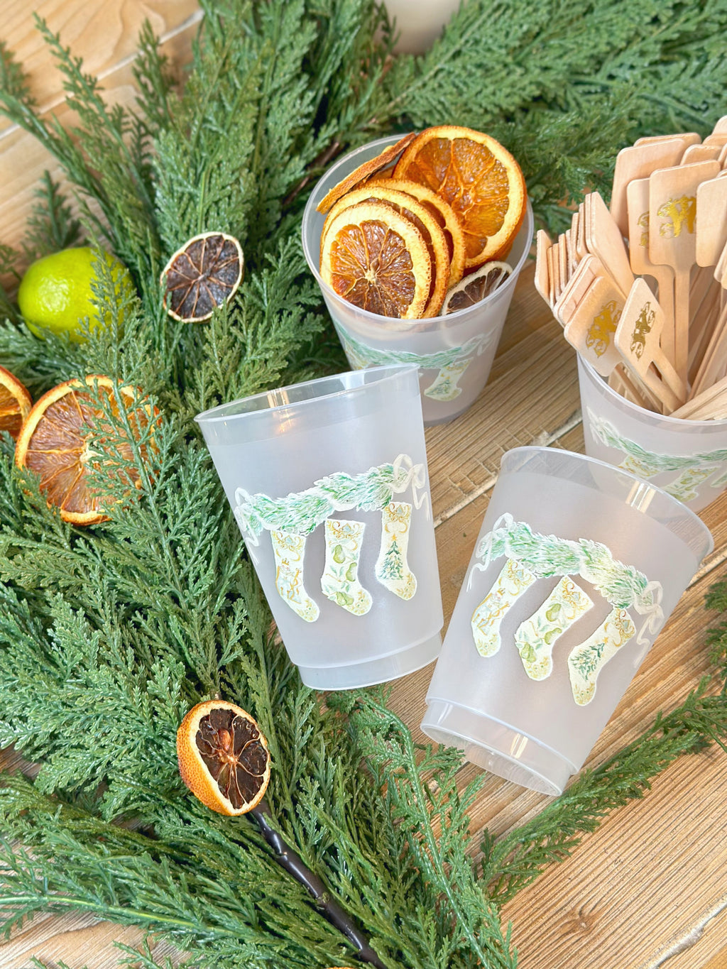 Williamsburg Christmas Frosted Cups, Set of 10