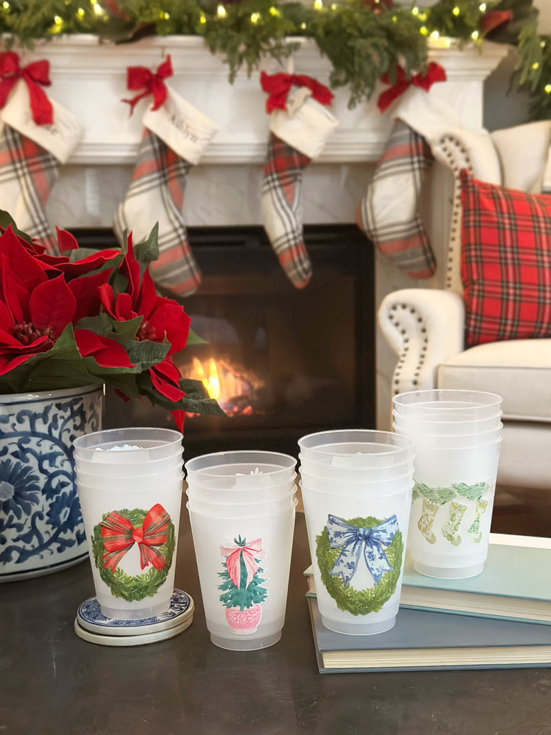 Williamsburg Christmas Frosted Cups, Set of 10