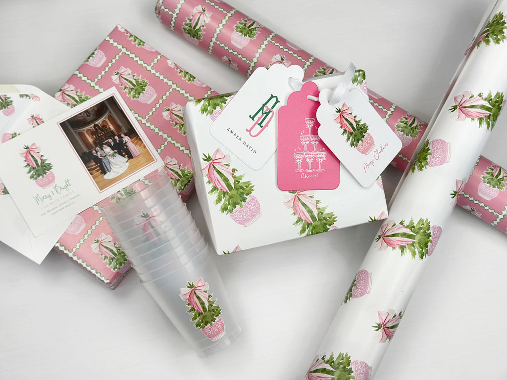 Carnation Christmas Tree Gift Wrap Roll