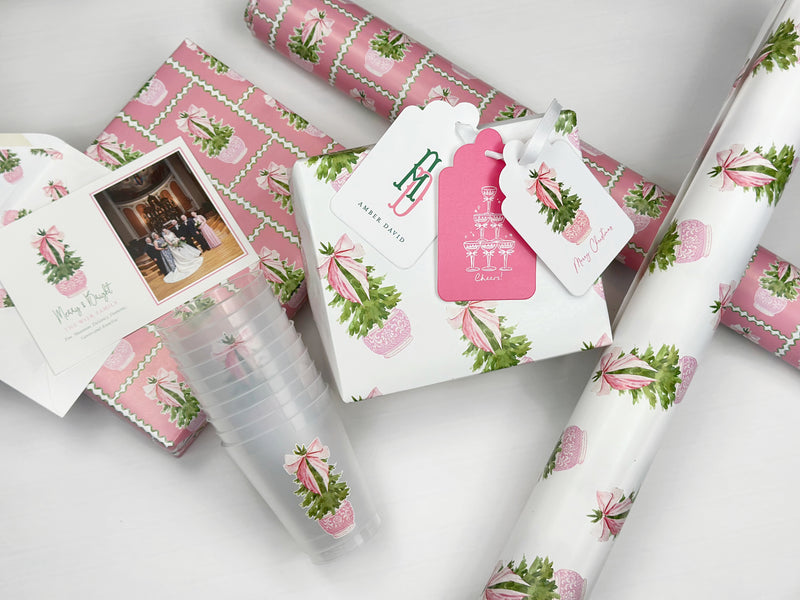 Carnation Christmas Tree Gift Wrap Roll