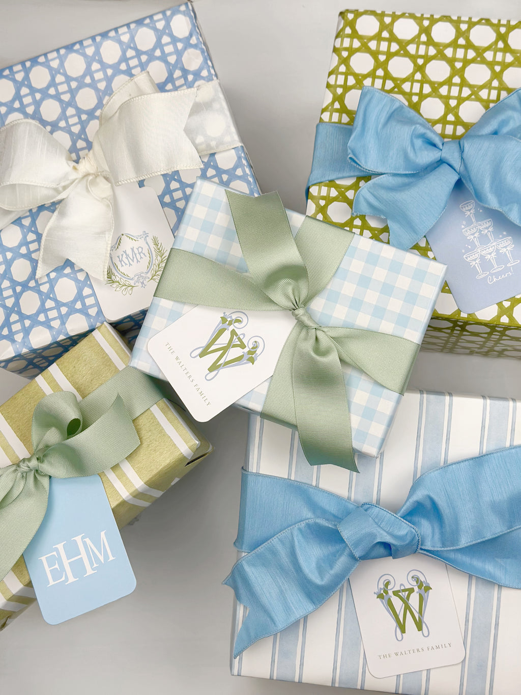 Cane Blue or Green Gift Wrap Roll