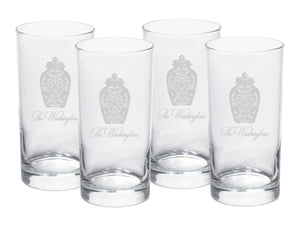 Ginger Jar High Ball Glasses Engraved, Set of 6