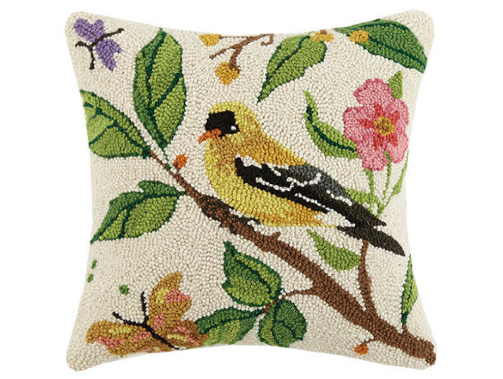 Goldfinch Hooked Pillow