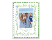 Holiday Card: Green & Blue Floral Border