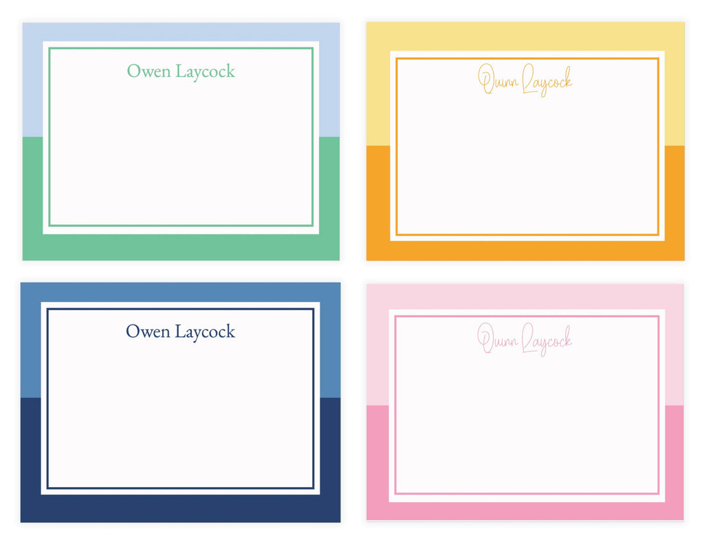 Kids Color Block Note Cards, set of 24