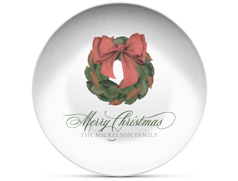 Magnolia Wreath Shatterproof Plate