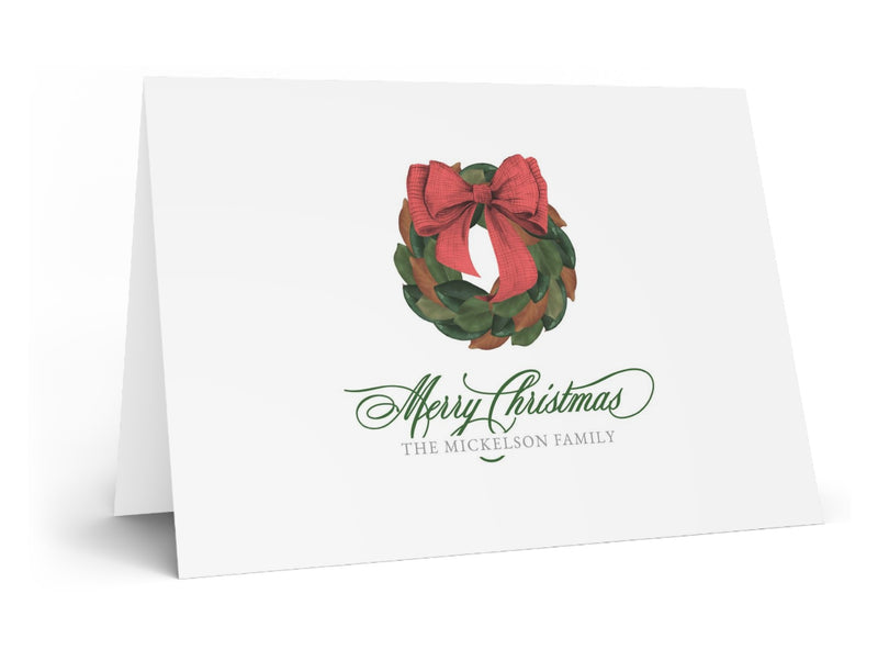 Magnolia Wreath Fold-Over Stationery