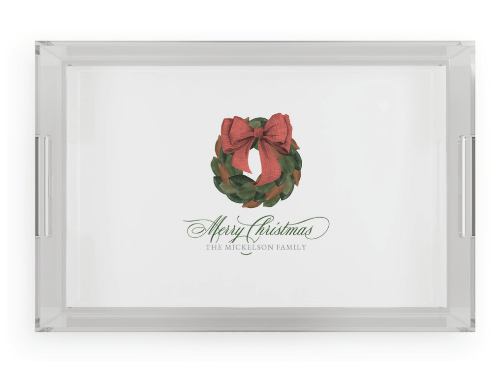 Magnolia Wreath Acrylic Tray