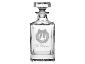 Magnolia Wreath Engraved Glass Decanter
