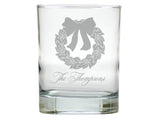 Magnolia Wreath Double Old Fashion Engraved Glasses