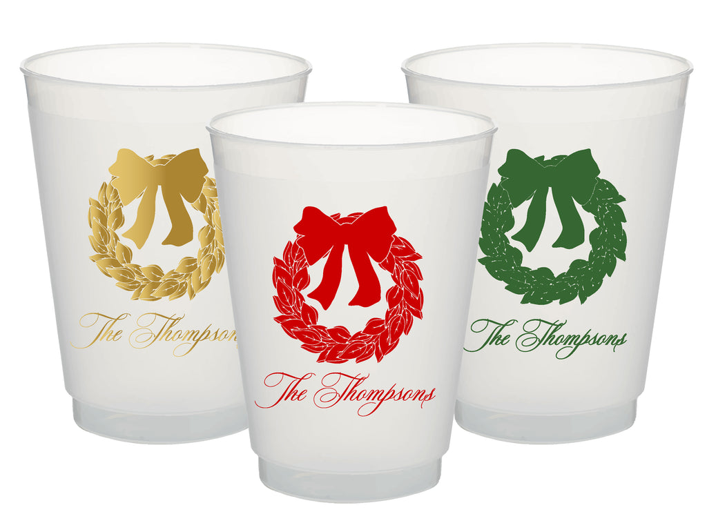 Magnolia Wreath Frosted Cups, 9oz-24oz