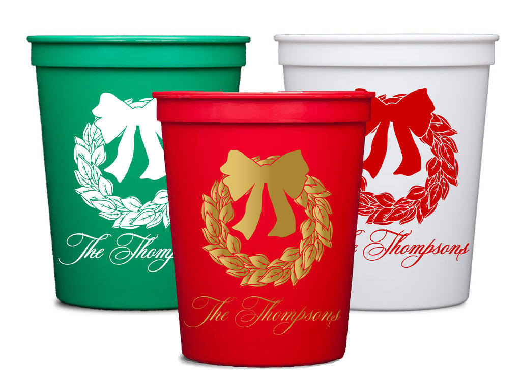 Magnolia Wreath Stadium Cups 16oz