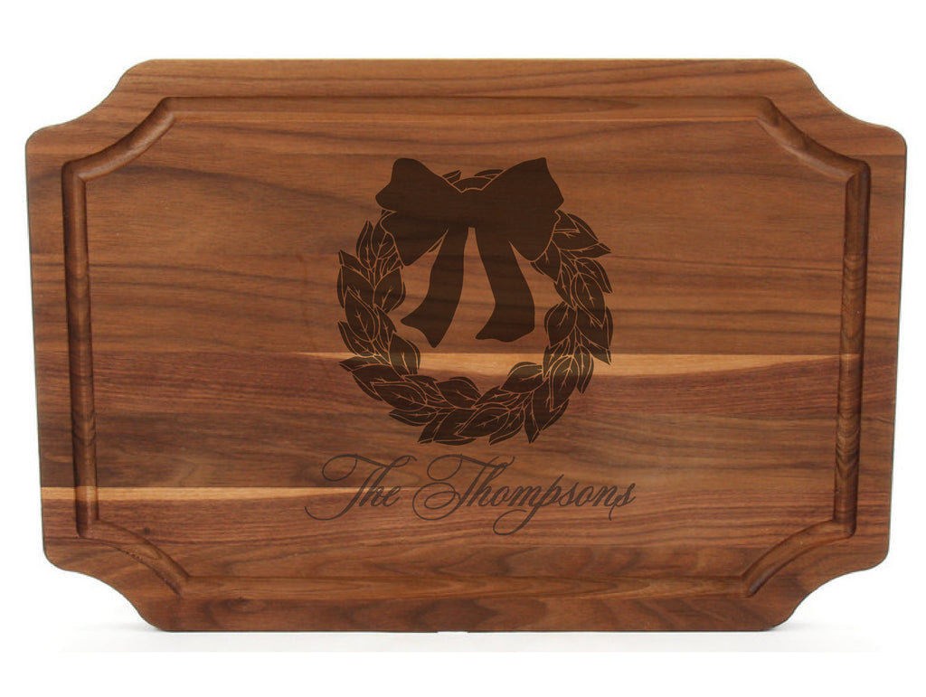 Magnolia Wreath Wood Cutting Board