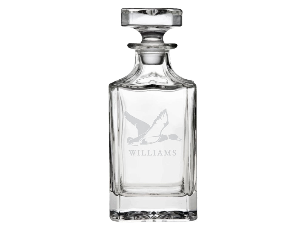 Mallards Engraved Glass Decanter