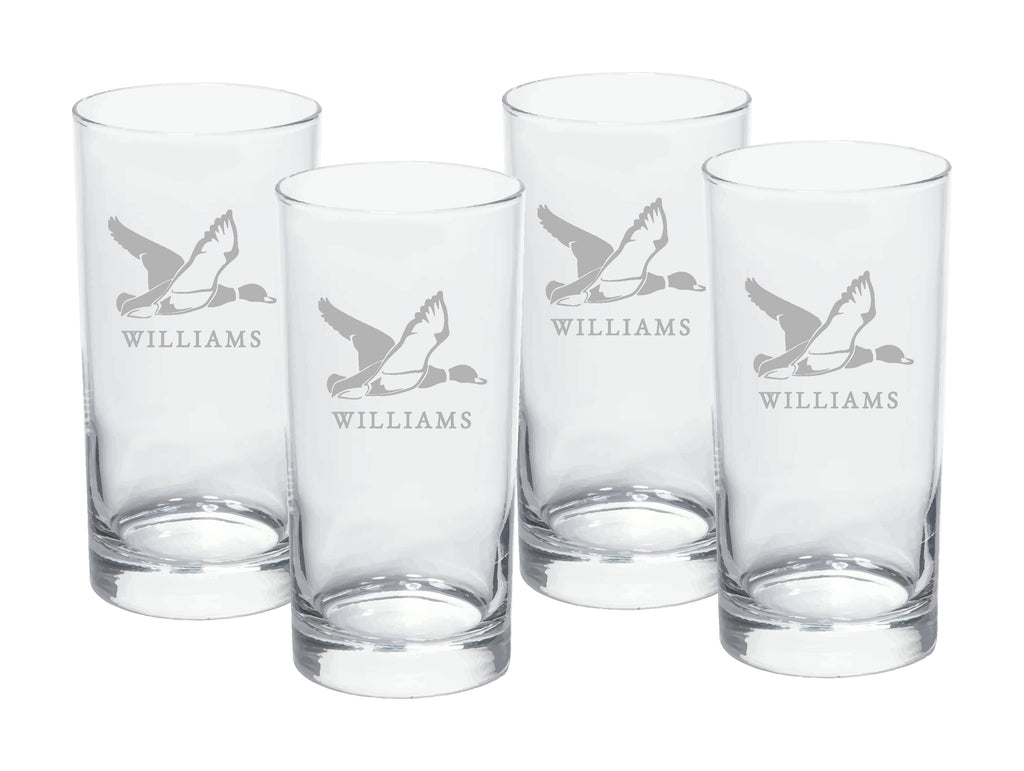 Mallards Engraved High Ball Glasses