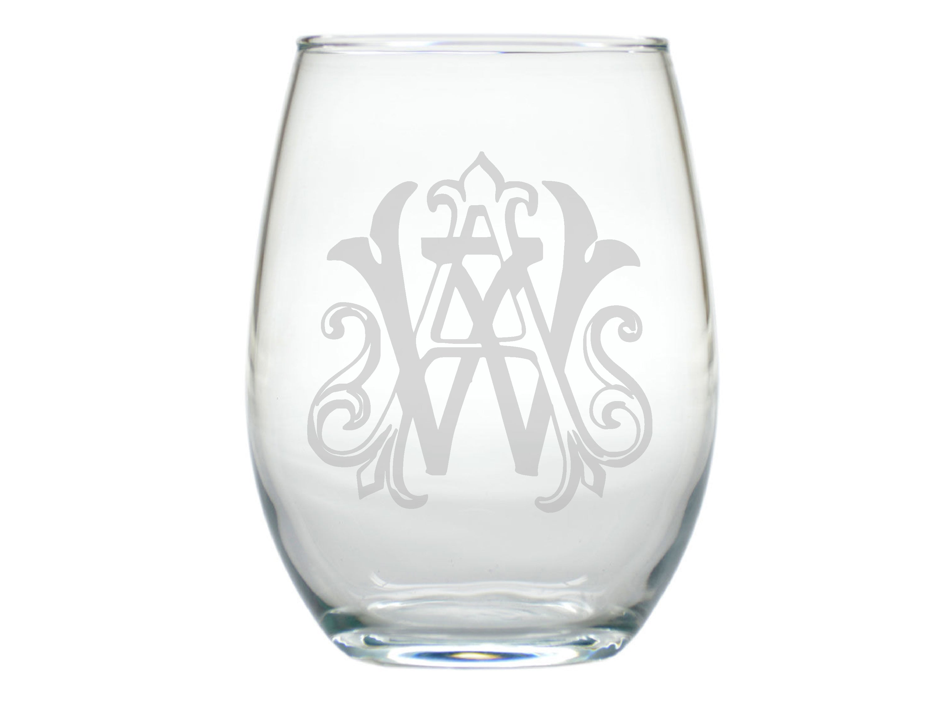 Monogram Personalized Stemless Wine Glasses, Set Of 4, 62087