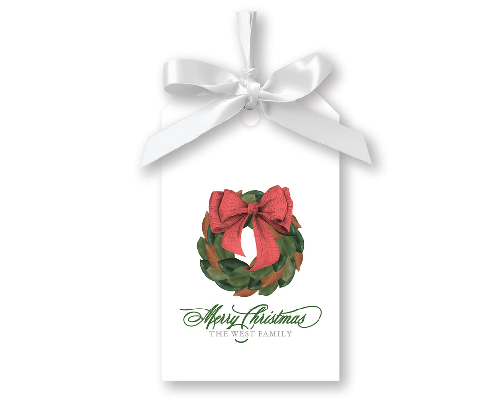 Magnolia Wreath Gift Tags, Set of 20