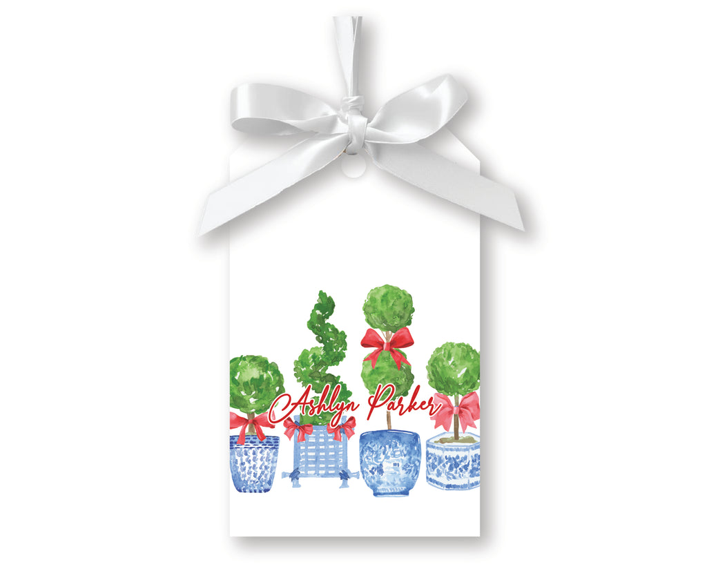 Red Topiary Gift Tags, Set of 20
