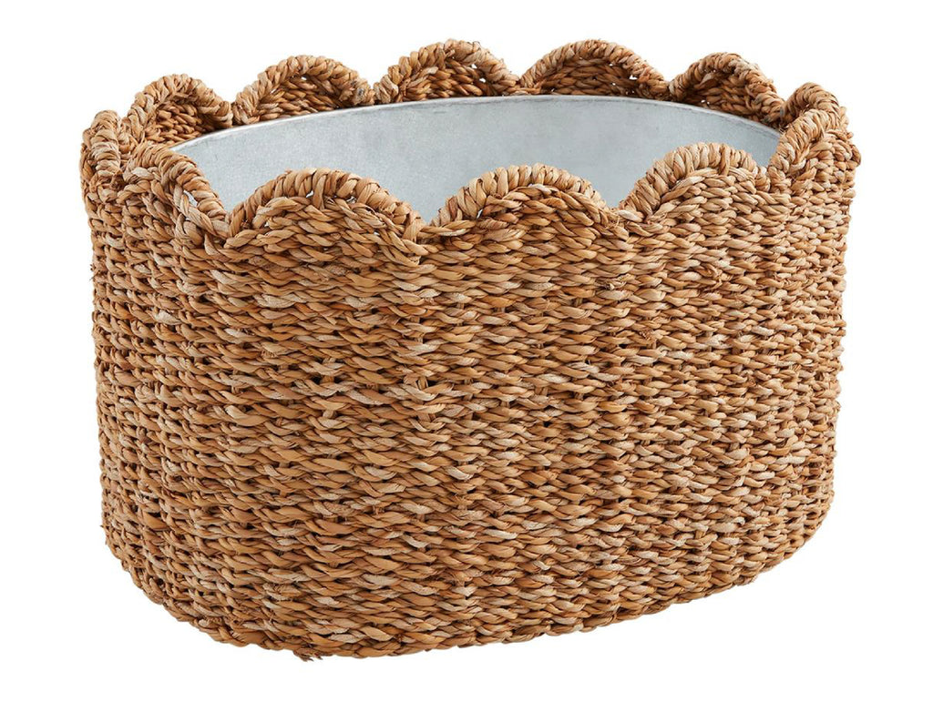 Natural Woven Scalloped Party Bucket