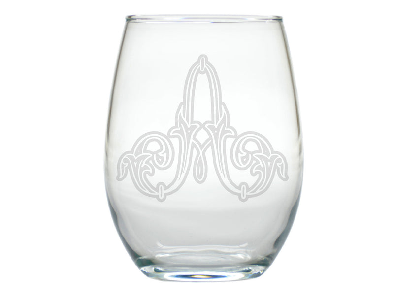 Ornate Chic Stemless Wine Glasses