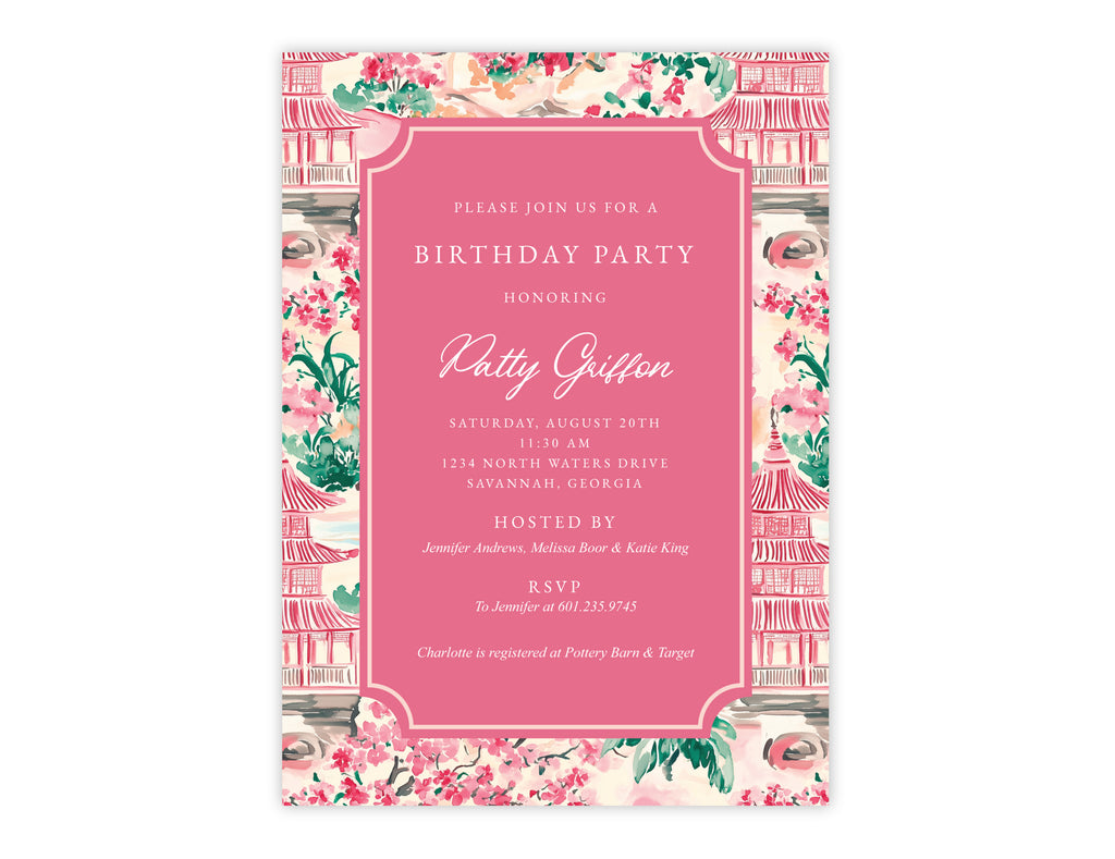 Pagoda & Palms Invitation