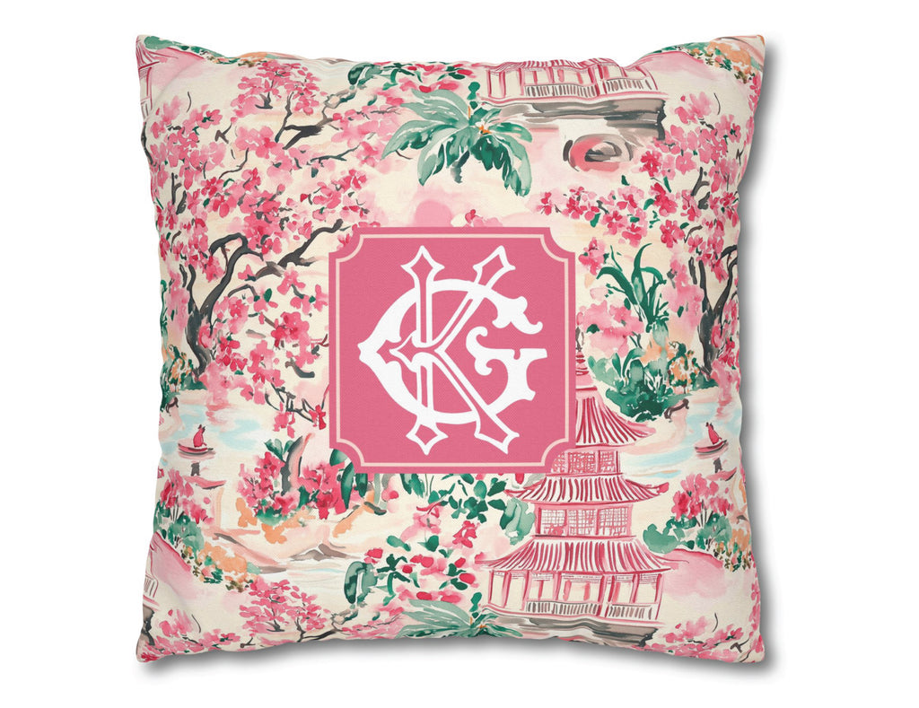 Pagoda & Palms Personalized Pillow