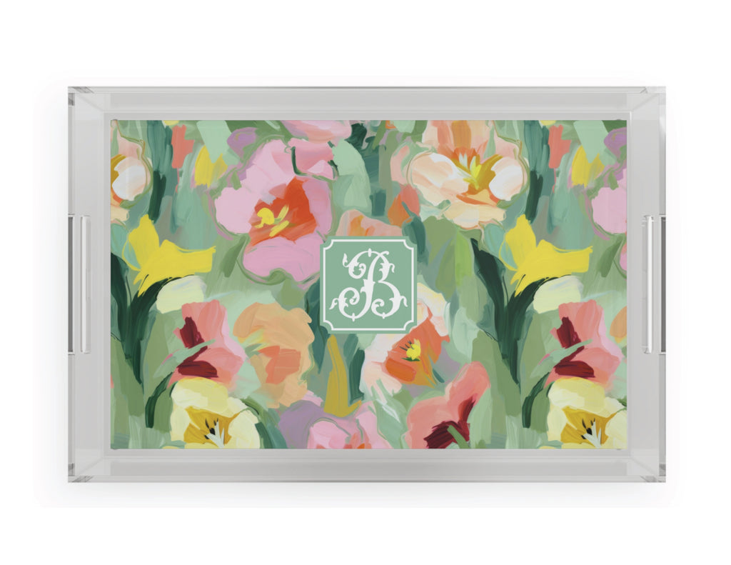 Painted Pansy Acrylic Tray