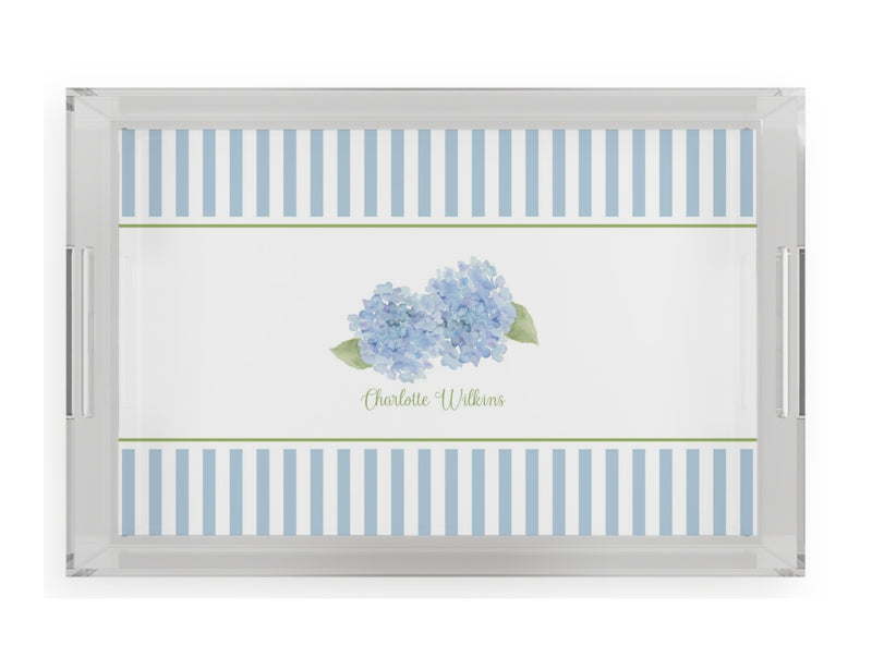 Pale Blue Hydrangea Acrylic Serving Tray