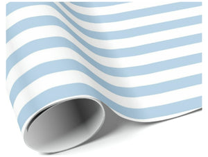 Pale Blue Hydrangea Stripe Gift Wrap Roll