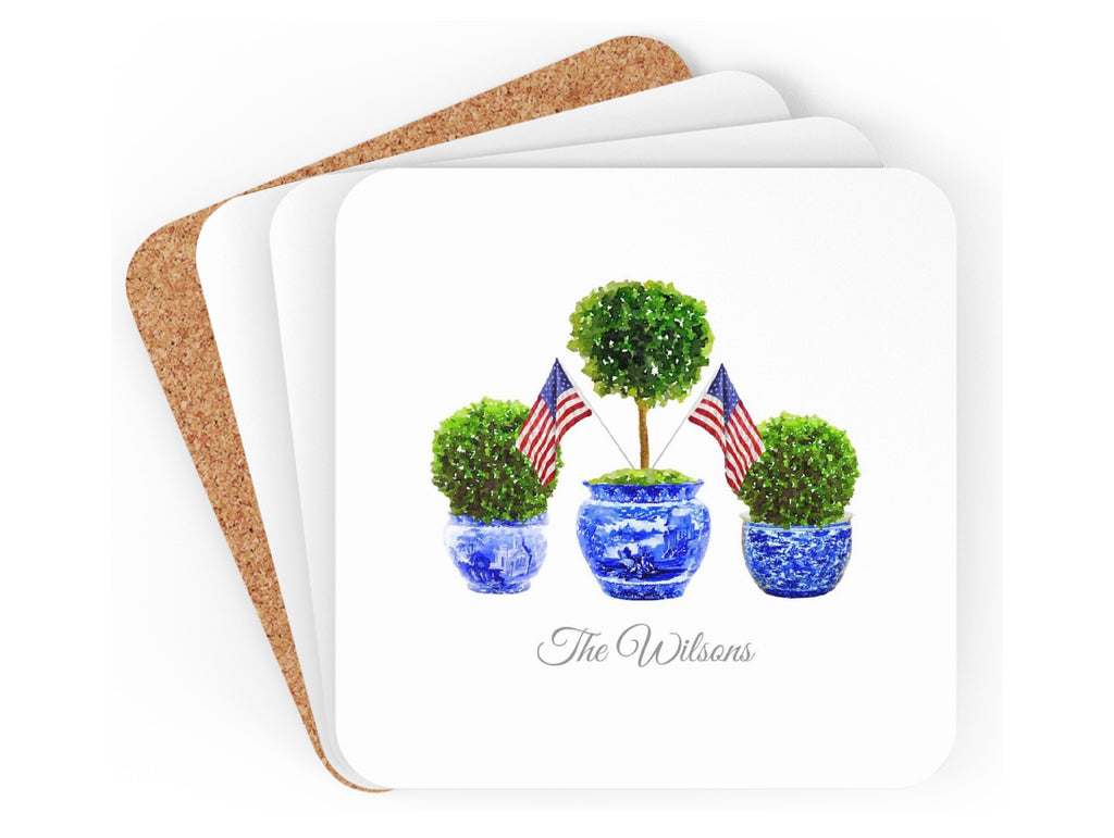 Patriotic Boxwood Coasters