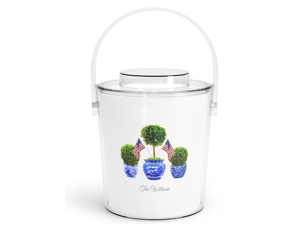 Patriotic Boxwood Topiary Acrylic Ice Bucket