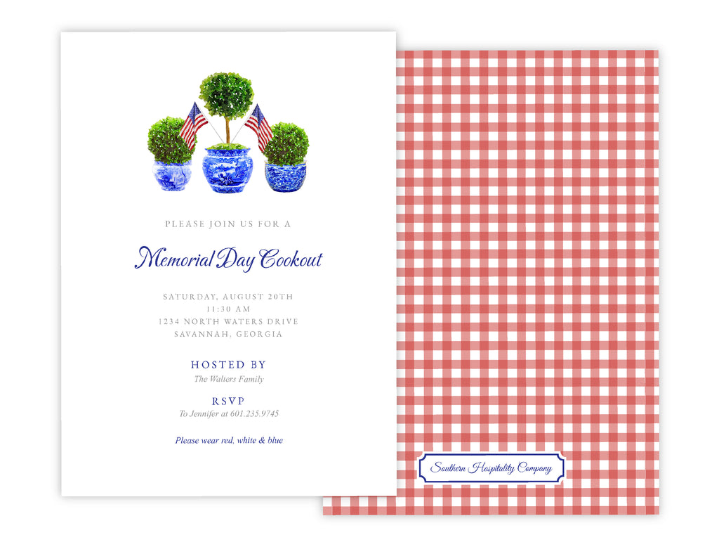 Patriotic Boxwood Topiary Invitation