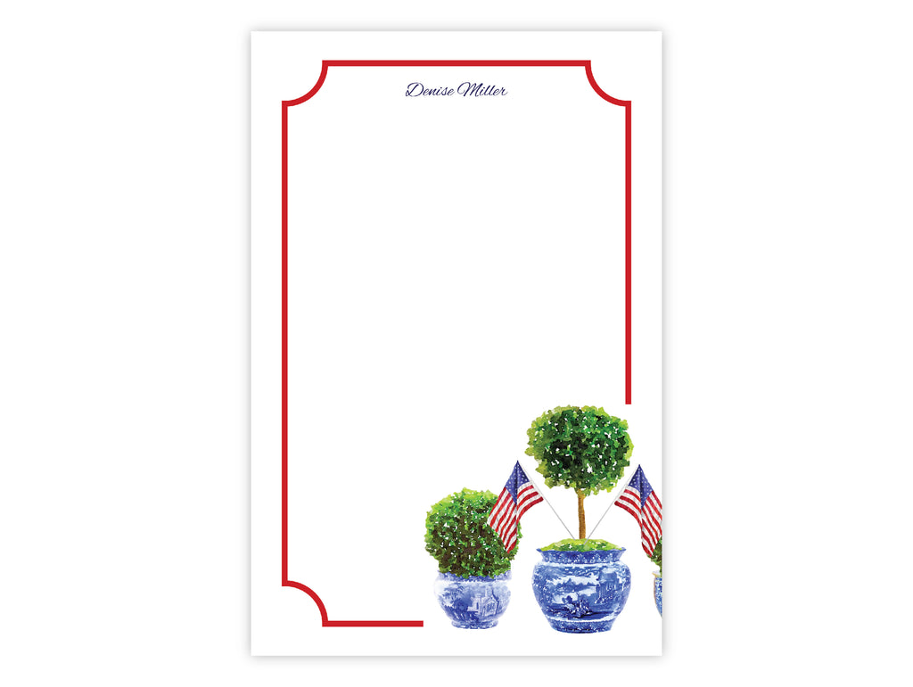 Patriotic Boxwood Topiary Notepads