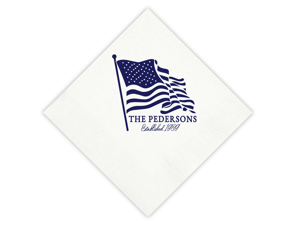 Patriotic Waving American Flag Cocktail Napkins