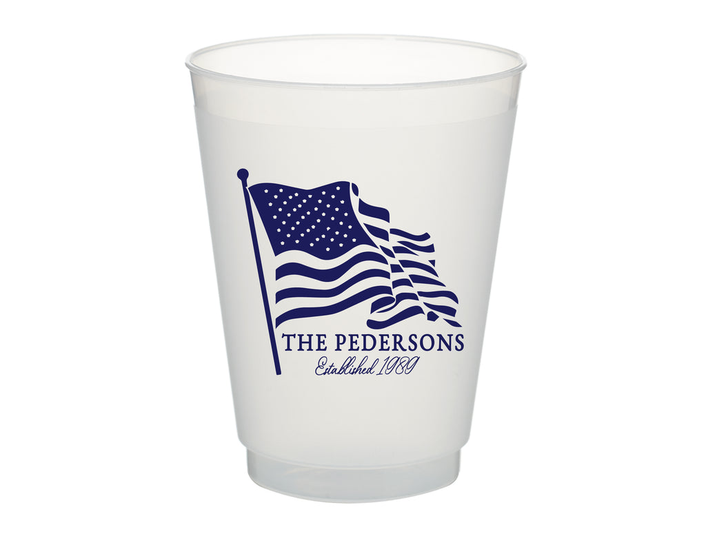 Patriotic Waving American Flag Frosted Cups, 9oz-24oz