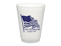 Patriotic Waving American Flag Frosted Cups, 9oz-24oz