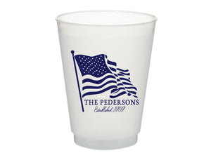 Patriotic Waving American Flag Frosted Cups, 9oz-24oz