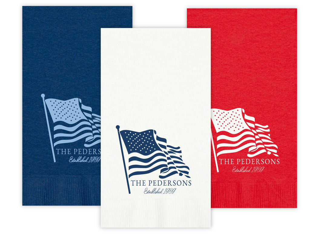 Patriotic Waving American Flag Guest Towels