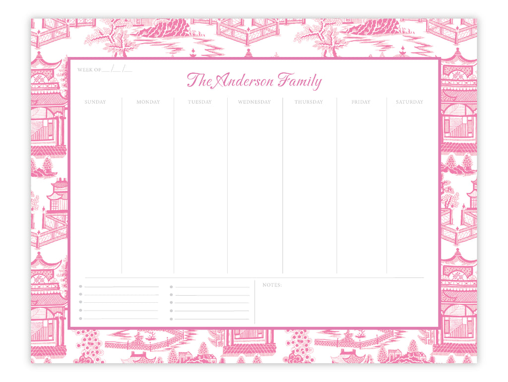 Pink Chinoiserie Weekly Planner