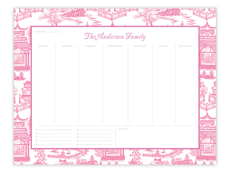 Pink Chinoiserie Weekly Planner